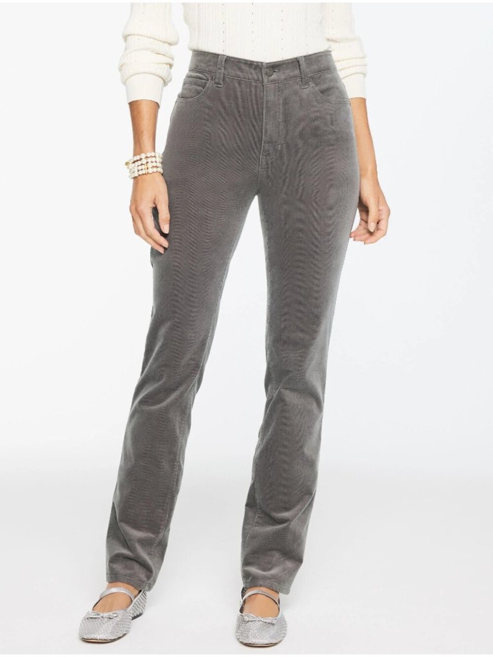Talbots Velveteen Straight Leg Pants Size 14 Petites Gray Medium Wash
